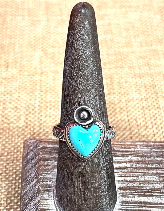 Turquoise Heart & Sterling Silver Ring