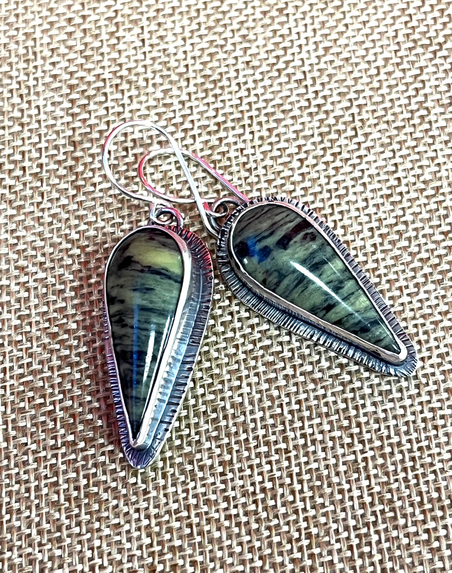 Serpentine and Sterling Silver Earrings