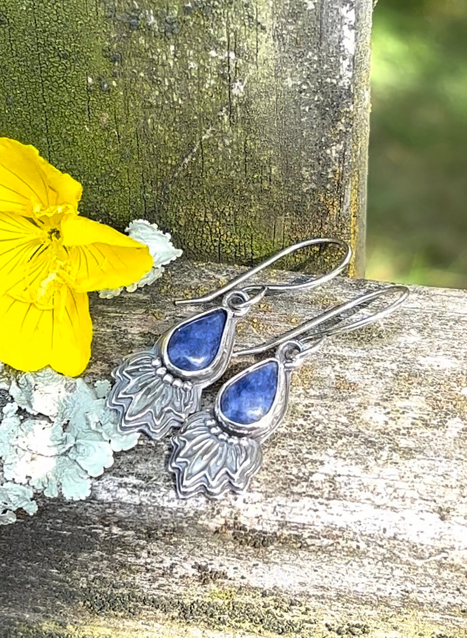 Flower Petal - Sodalite & Sterling Silver Earrings