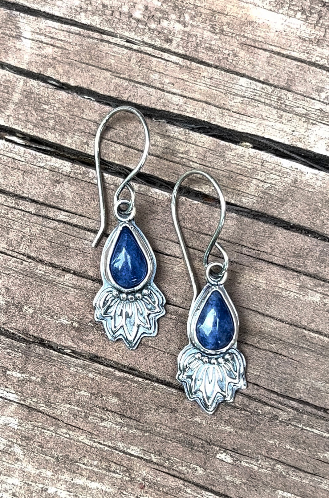 Flower Petal - Sodalite & Sterling Silver Earrings