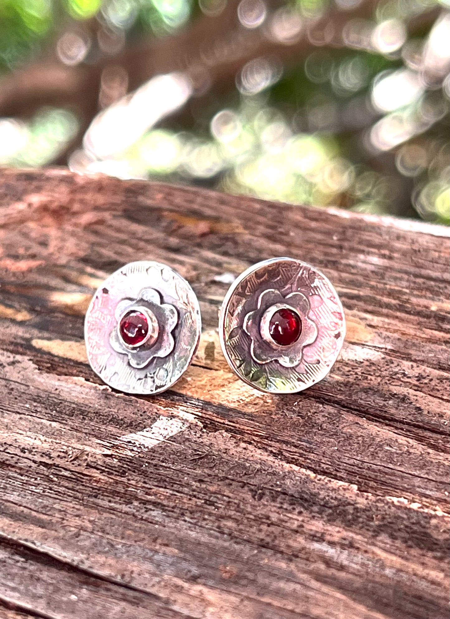Sterling & Garnet Post Earrings