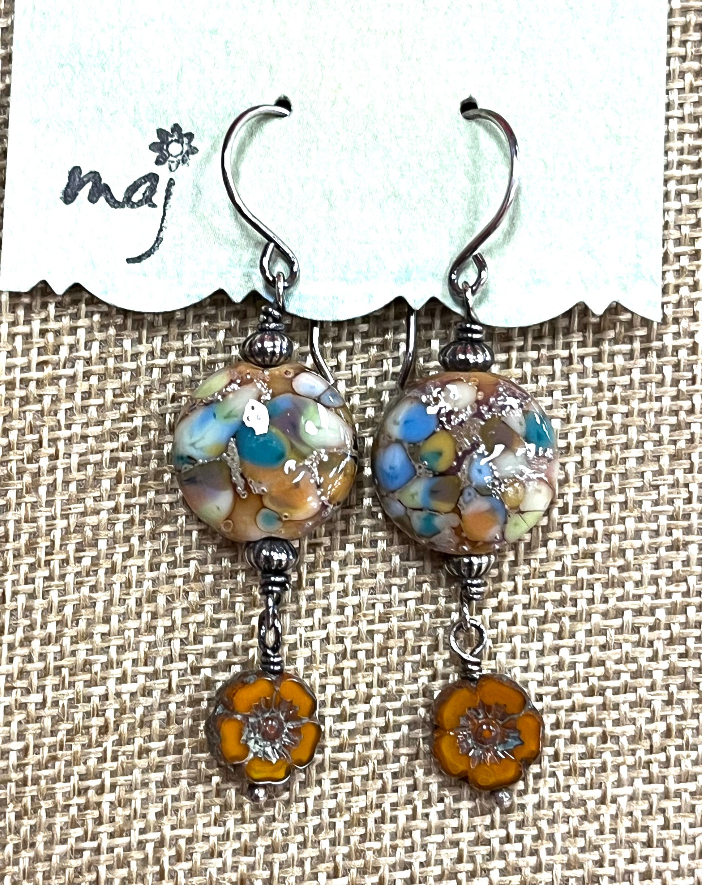 Autumn Confetti - Artisan Glass, Czech Glass and Sterling Silver Earrings