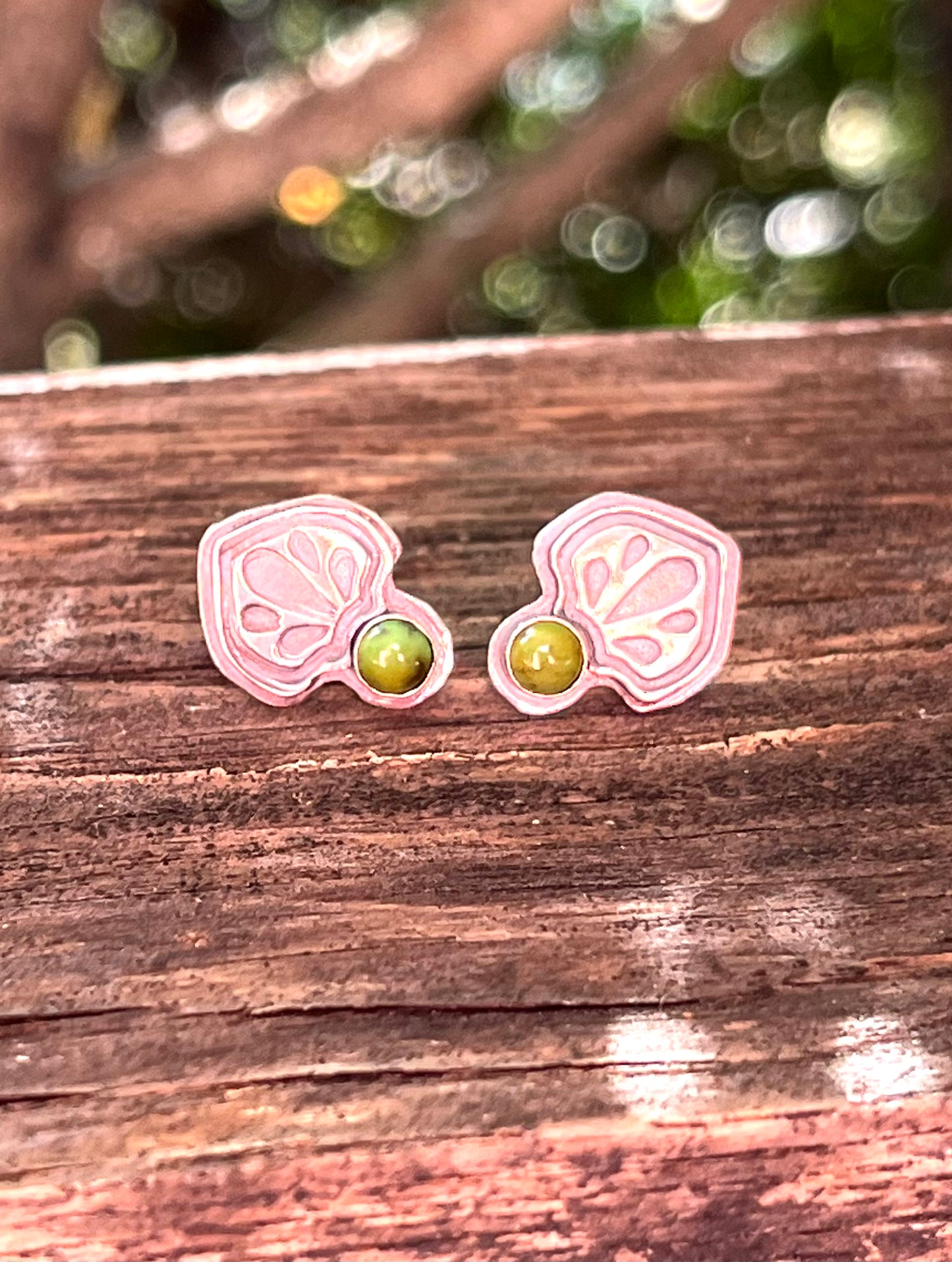 Stamped Sterling & Turquoise Post Earrings 2