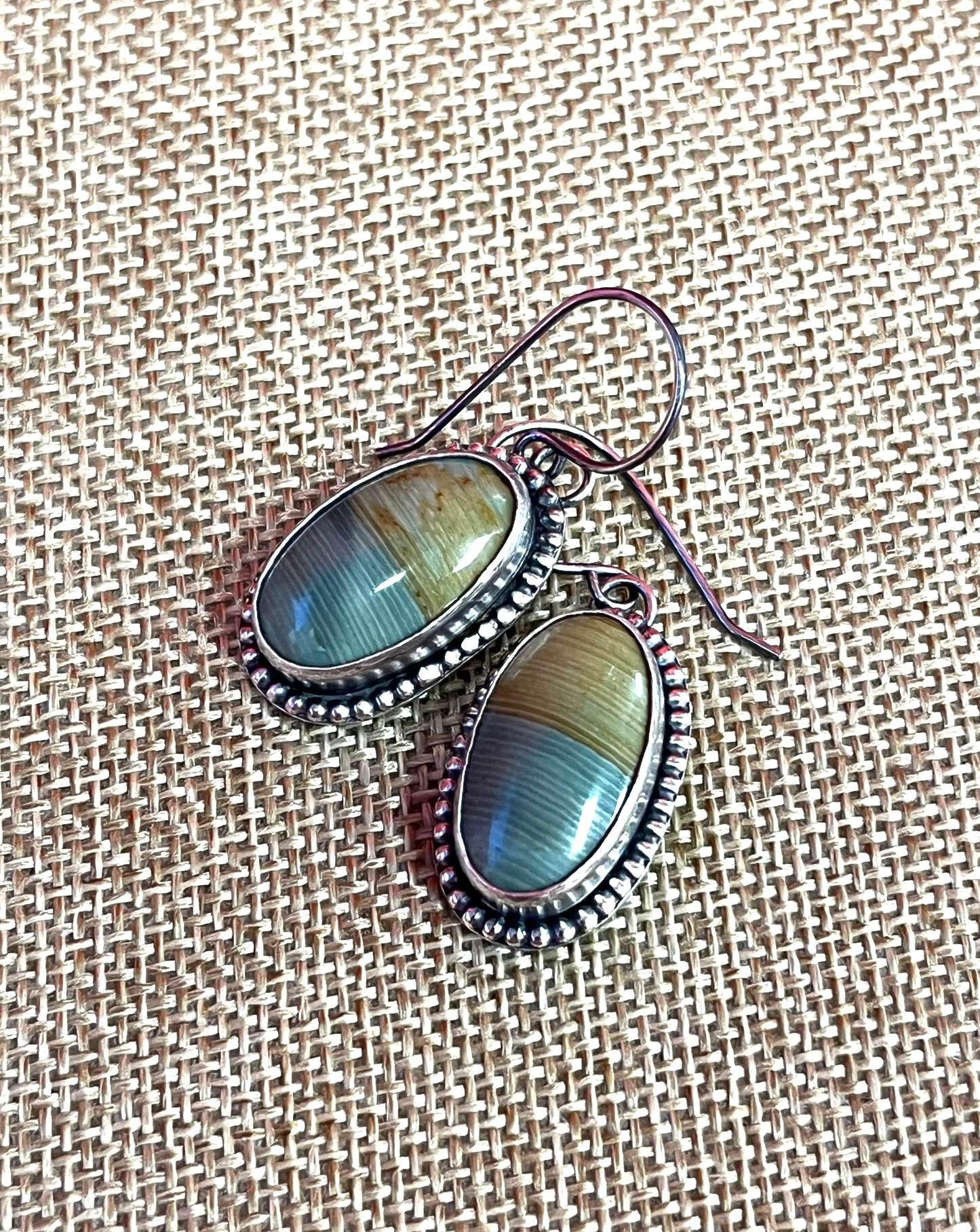 Gary Green Jasper and Sterling Silver Earrings