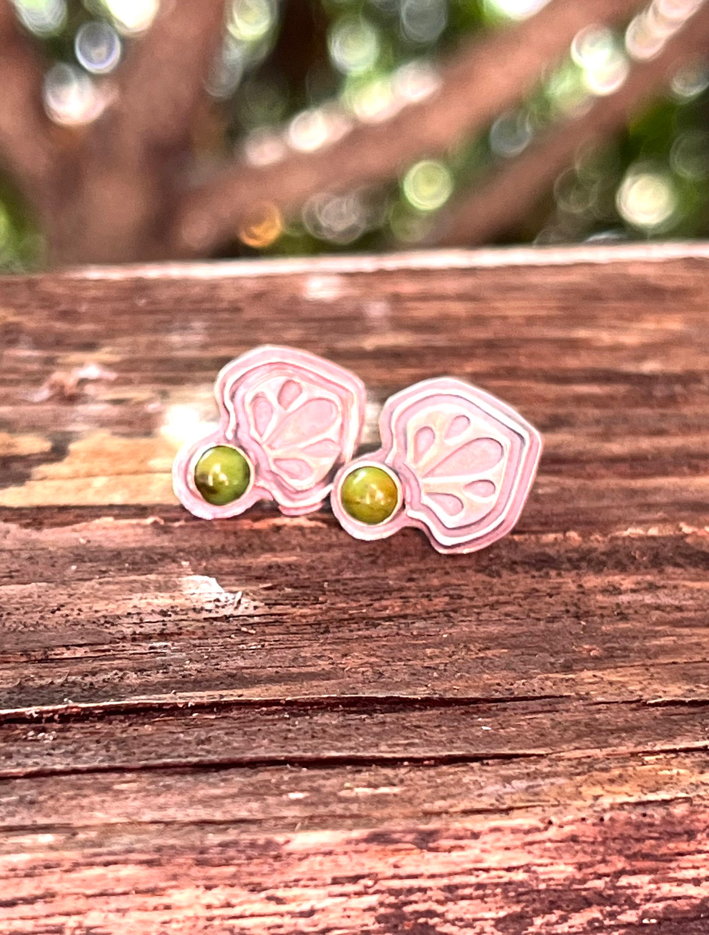 Stamped Sterling & Turquoise Post Earrings 2
