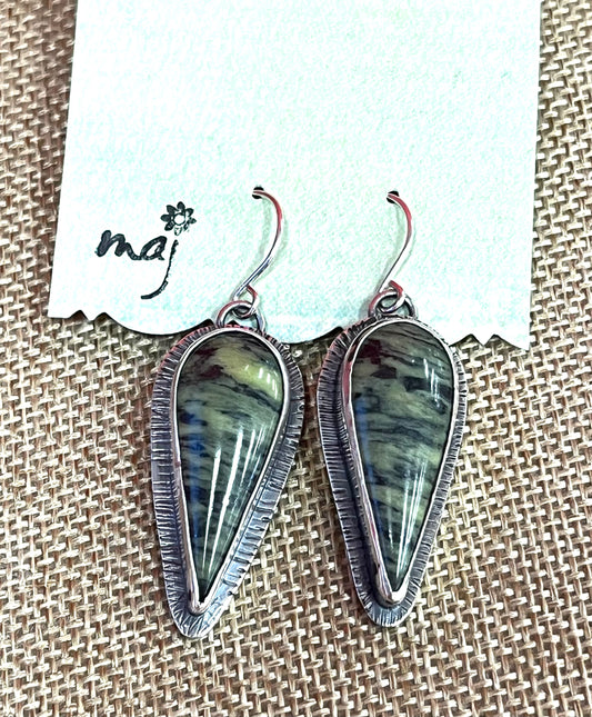 Jungle Path - Serpentine and Sterling Silver Earrings