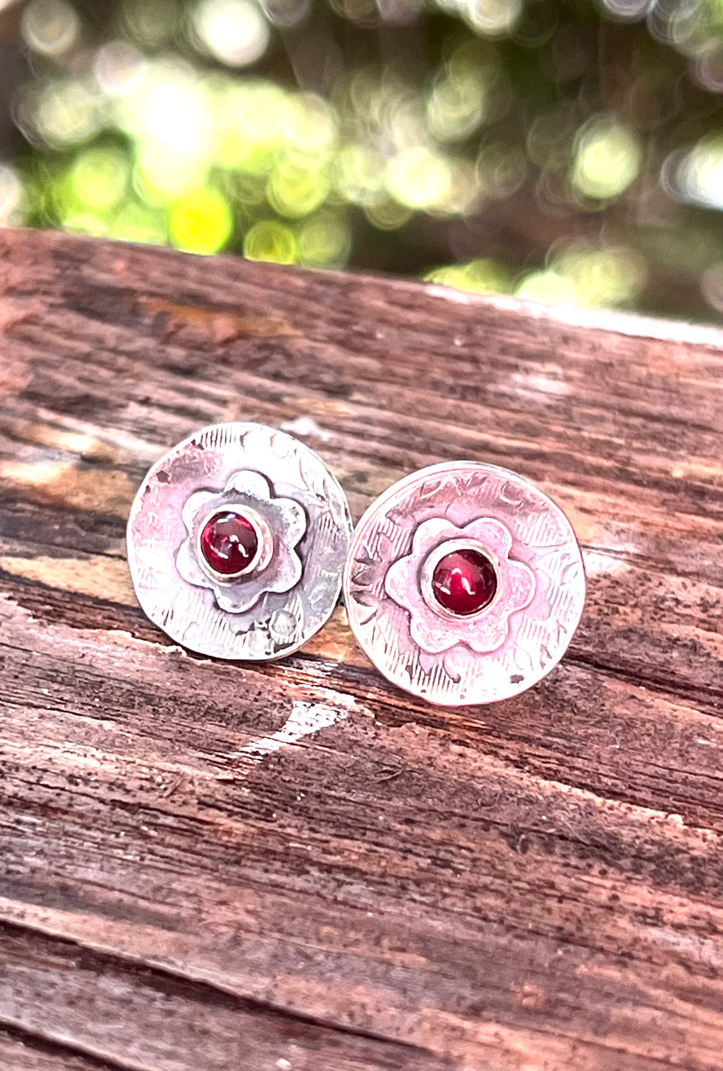 Sterling & Garnet Post Earrings