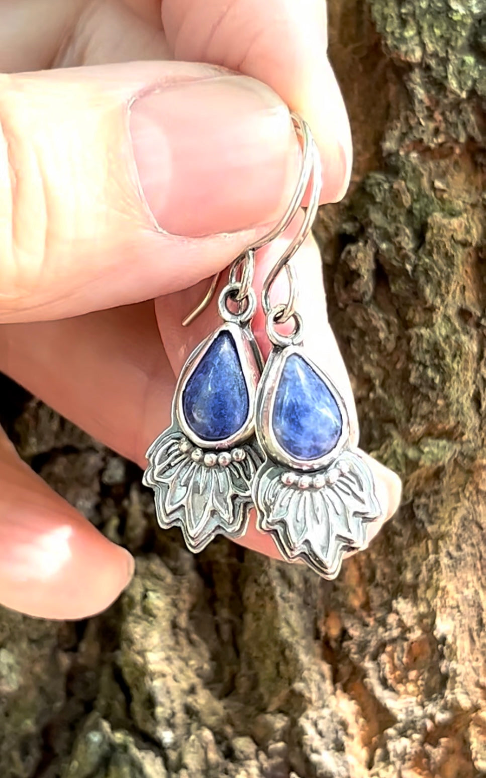Flower Petal - Sodalite & Sterling Silver Earrings