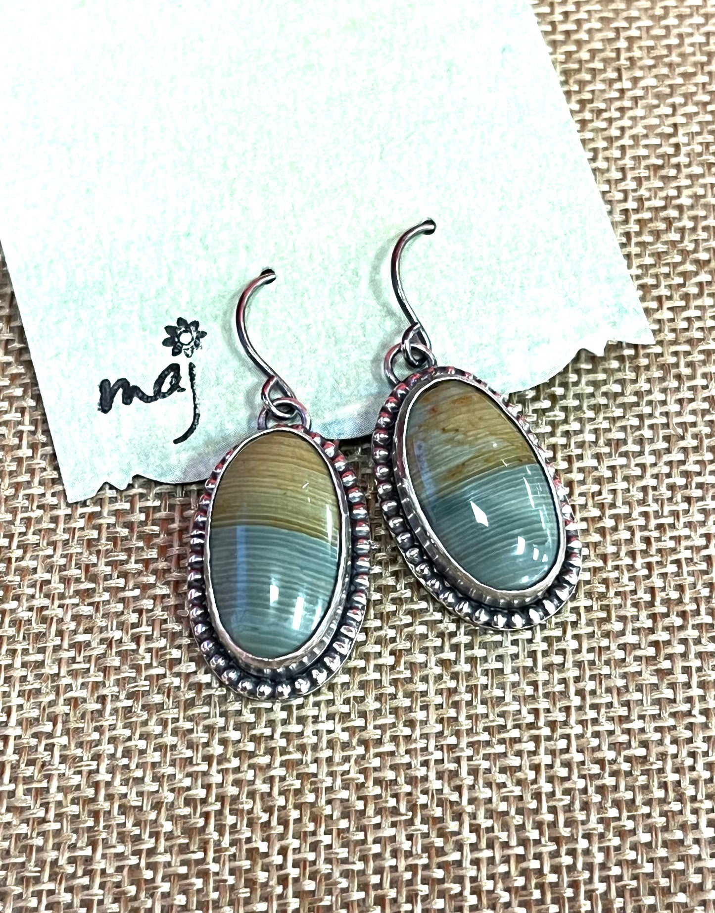 Gary Green Jasper and Sterling Silver Earrings