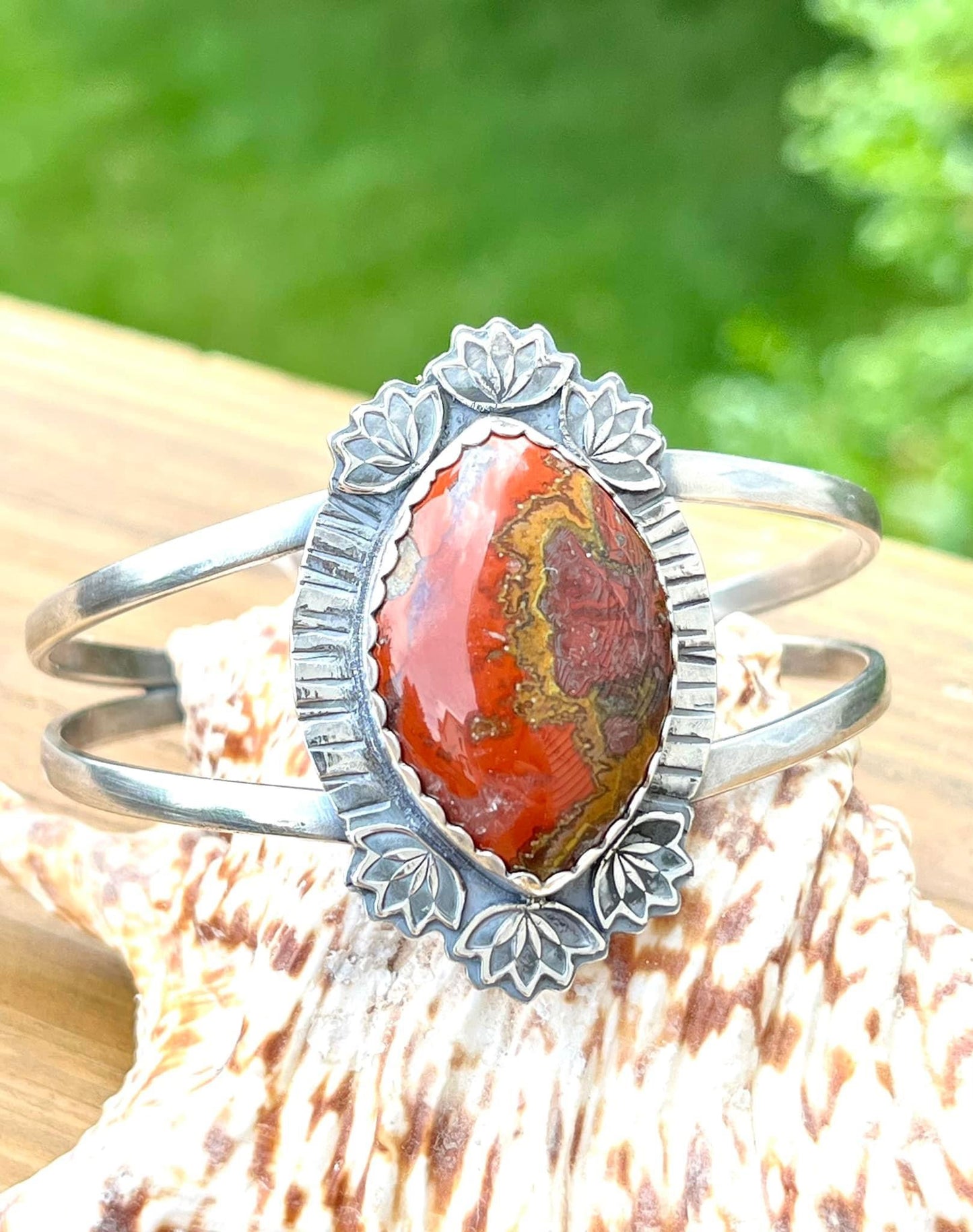 Moroccan Seam Agate & Sterling Silver Cuff Bracelet