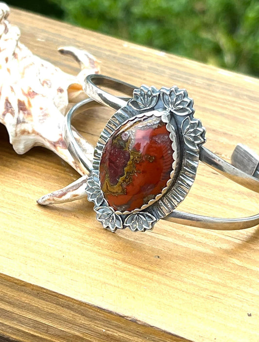 Moroccan Seam Agate & Sterling Silver Cuff Bracelet