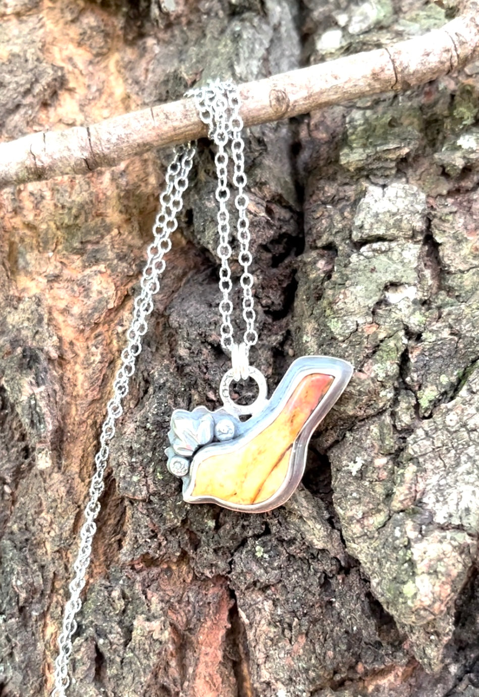 Bird with a Secret - Sterling Silver, Jasper & Sodalite Necklace