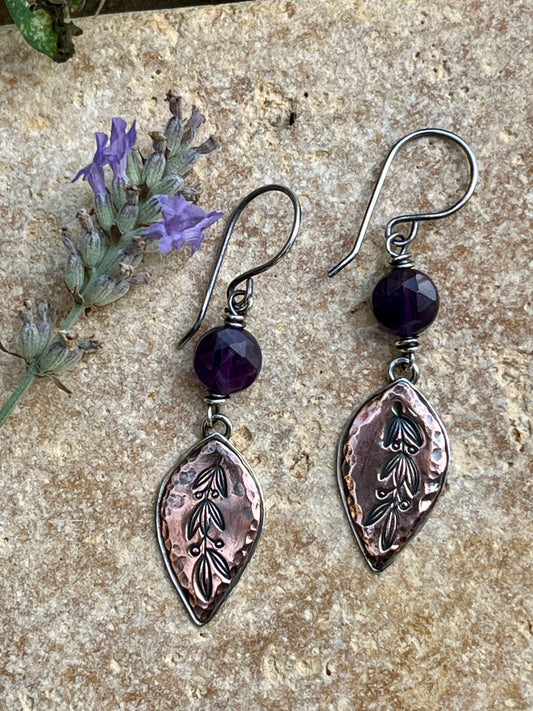 Vining - Mixed Metal & Amethyst Earrings