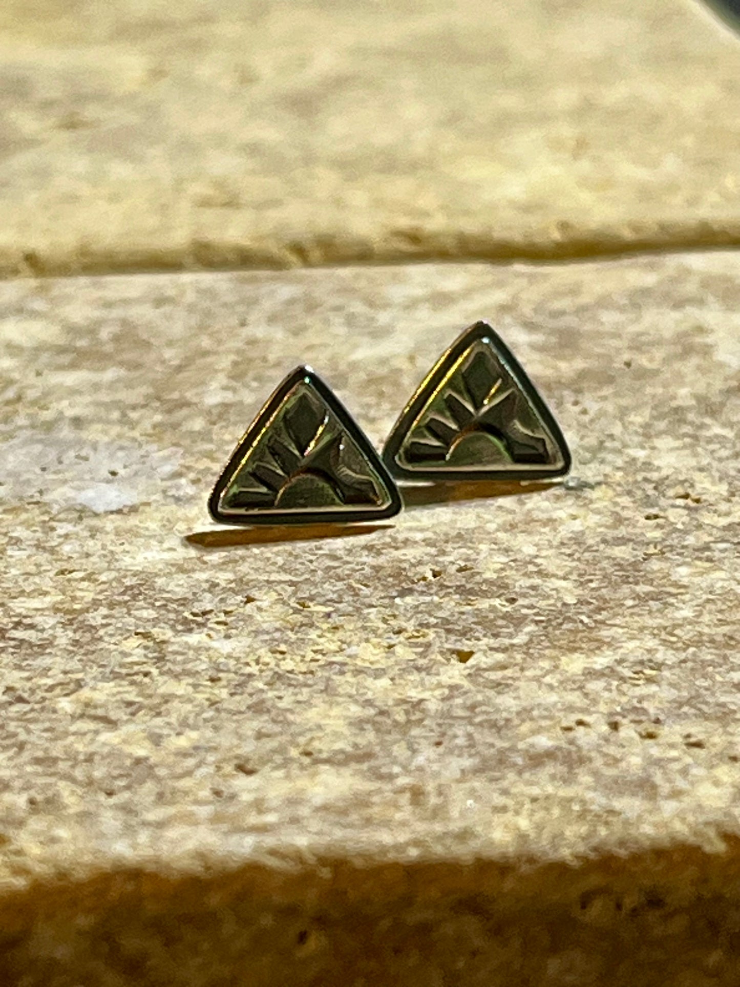 Triangular - Stamped Sterling Silver Post Earrings