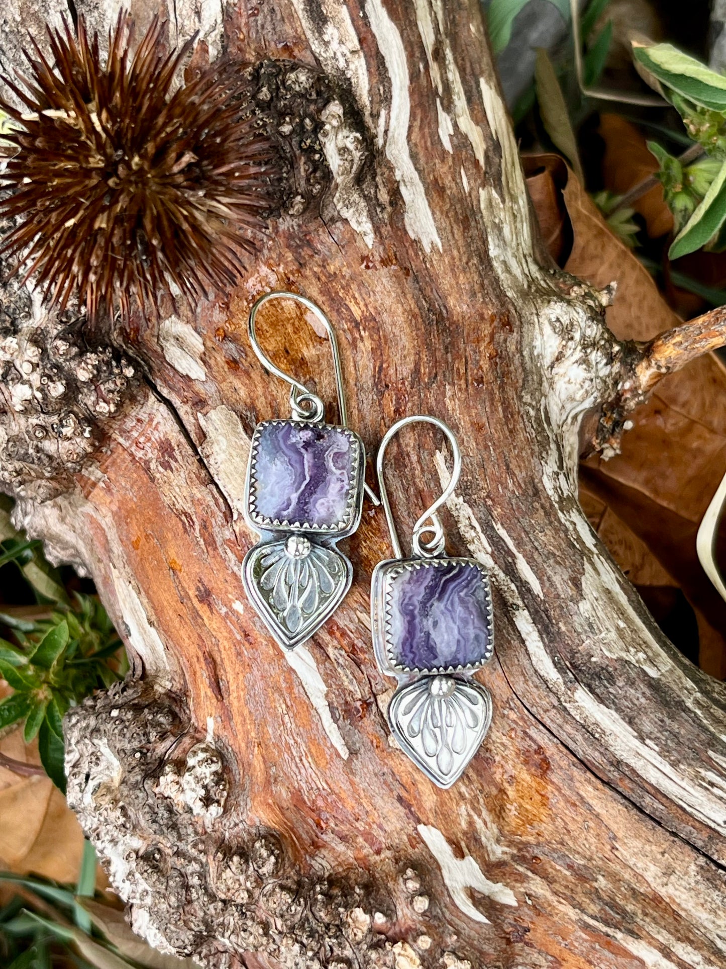 Luscious - Lavender Lace Agate & Sterling Silver Earrings