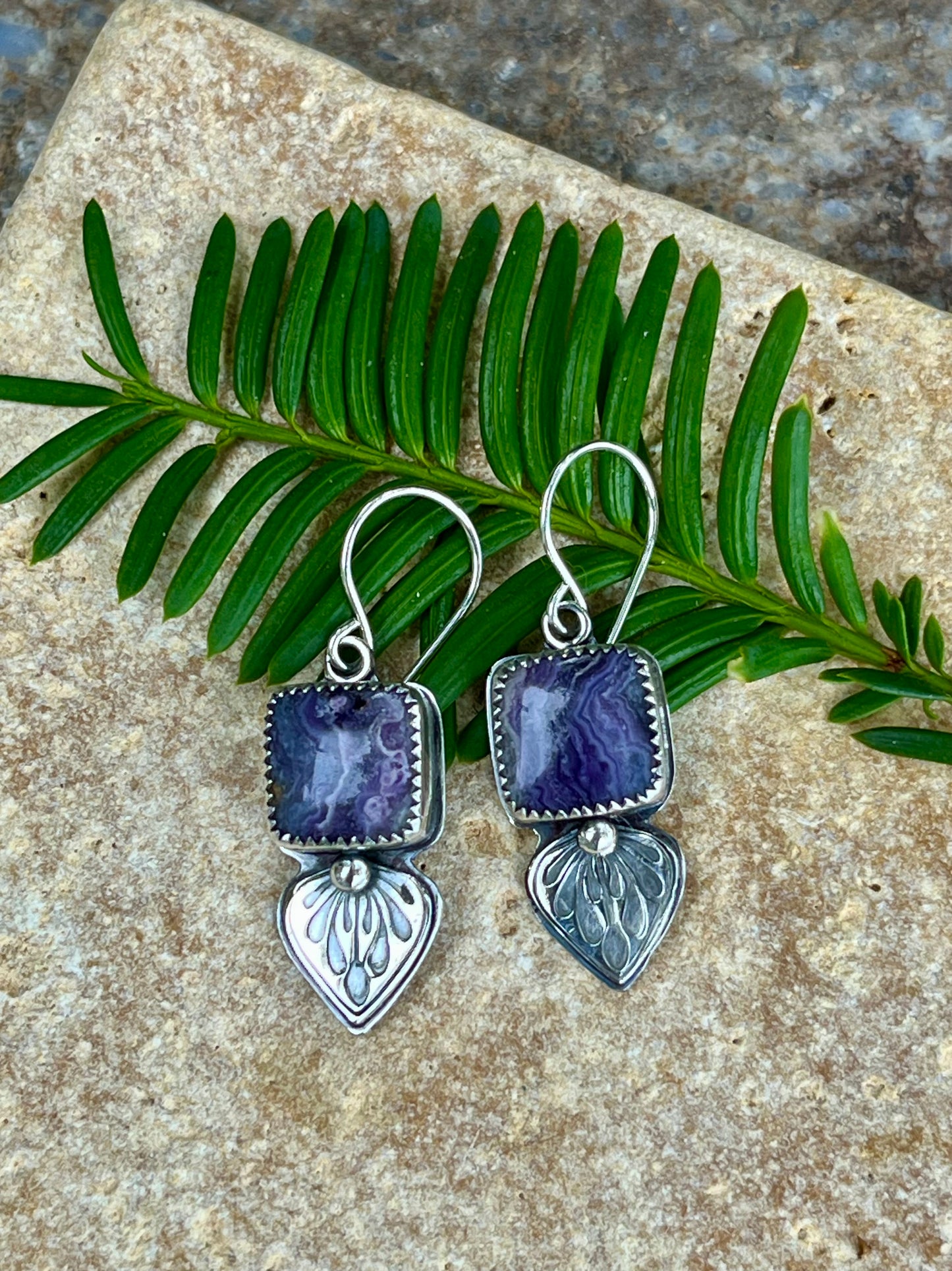 Luscious - Lavender Lace Agate & Sterling Silver Earrings