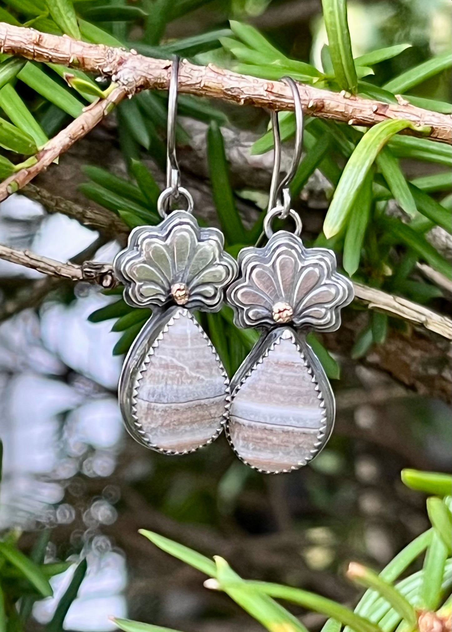 Cinnamon Sugar - Mexican Lace Onyx, 14k & Sterling Silver Earrings