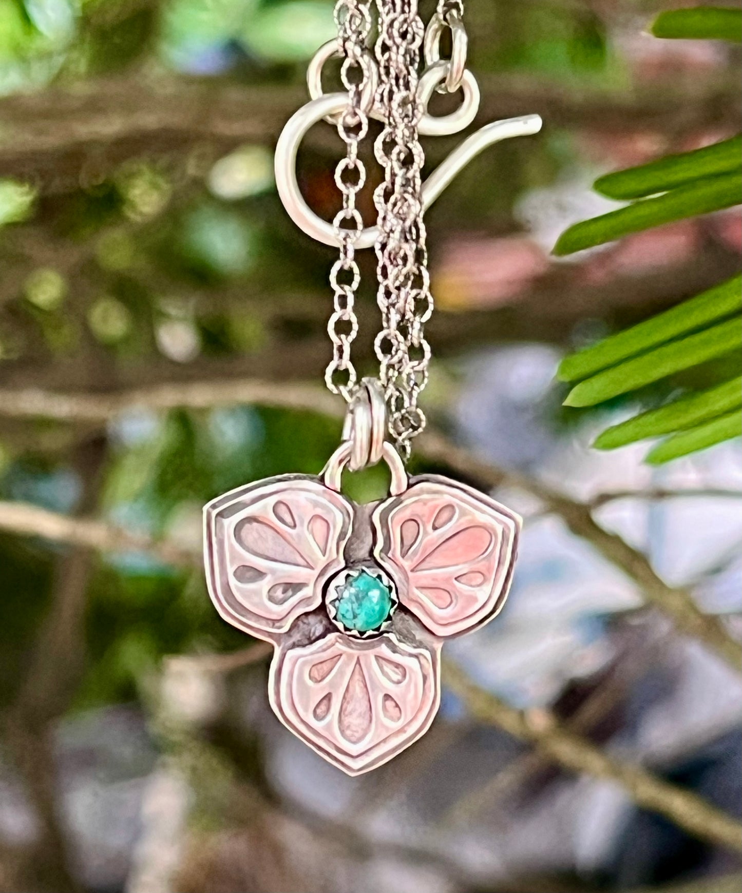 3 Petals - Sterling Silver & Turquoise Necklace
