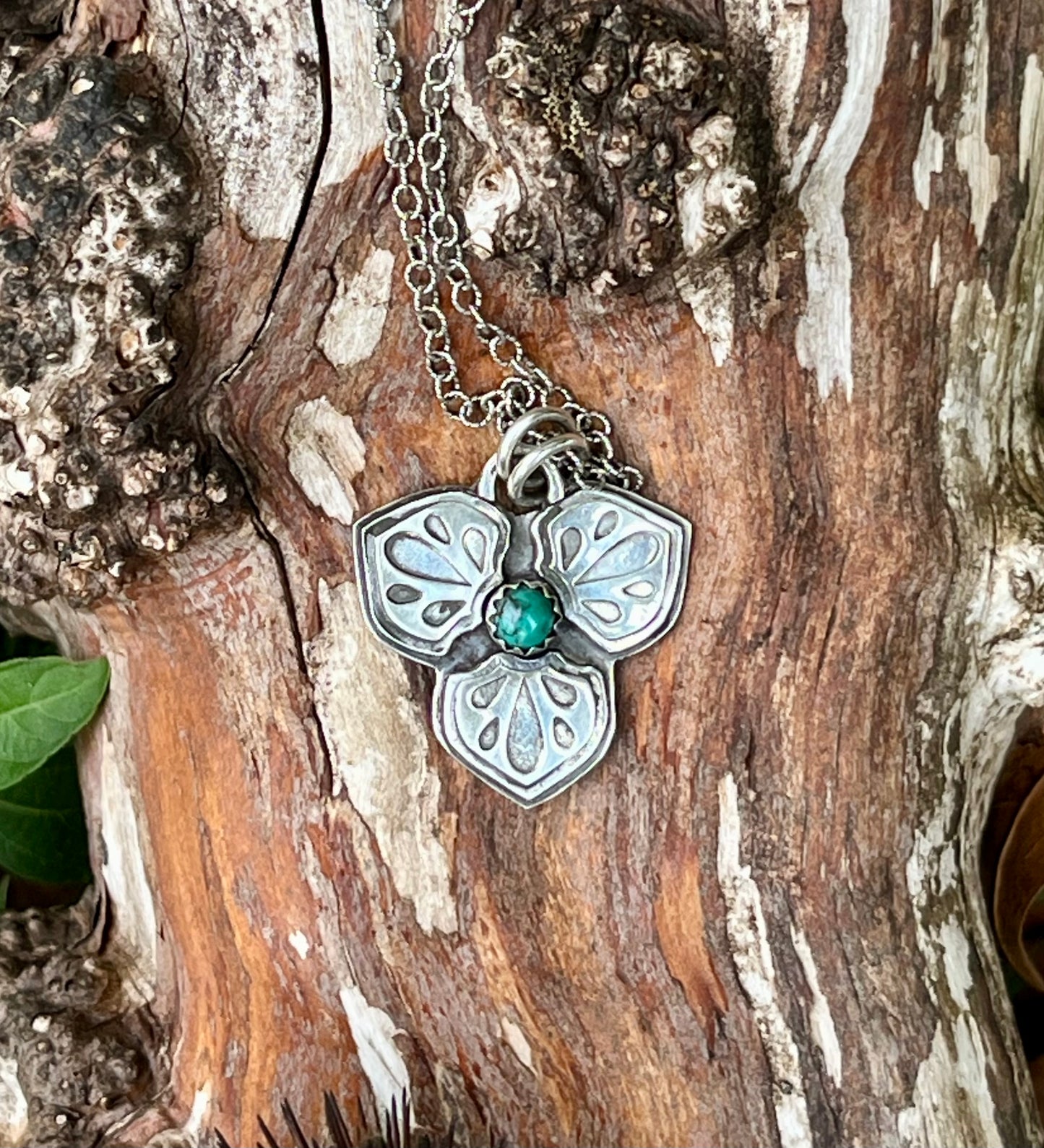 3 Petals - Sterling Silver & Turquoise Necklace