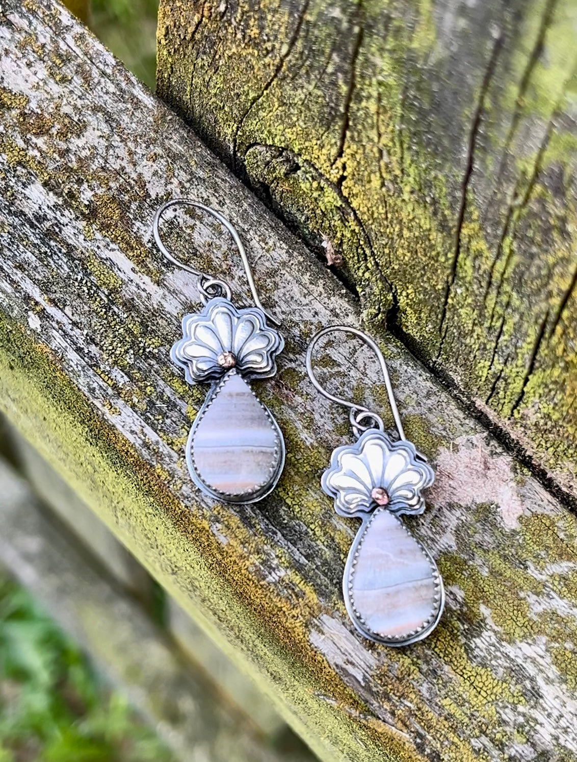 Cinnamon Sugar - Mexican Lace Onyx, 14k & Sterling Silver Earrings