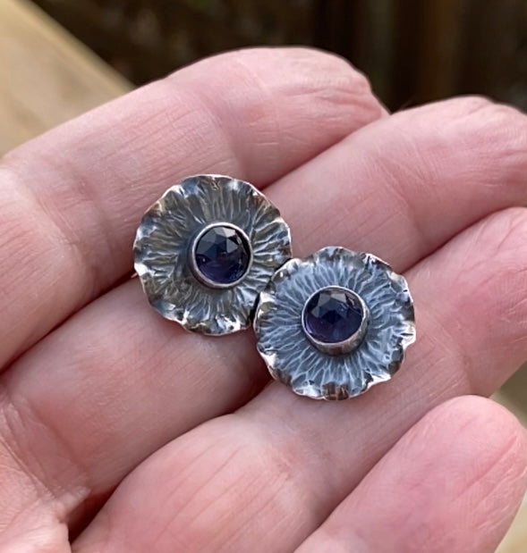 Frilly- Tanzanite and Sterling Silver Post Earrings