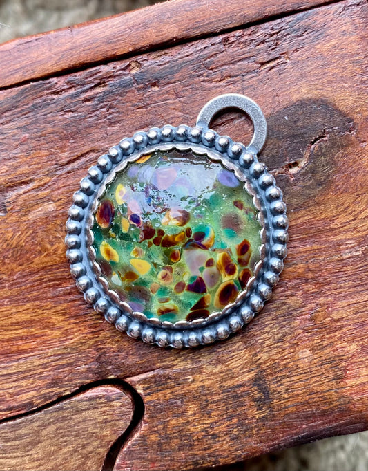 Artisan Glass and Sterling Silver Pendant