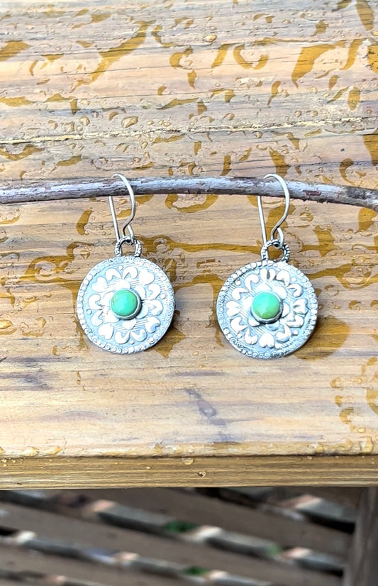 Sterling & Turquoise Flower Medallion Earrings
