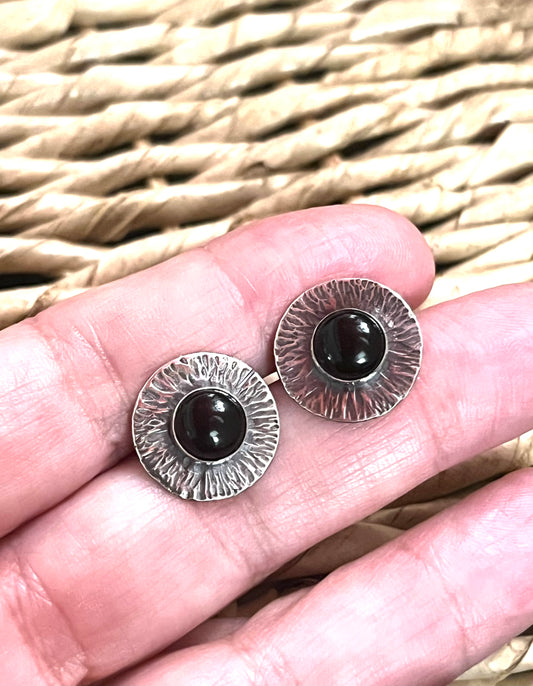 Sterling & Black Onyx Post Earrings