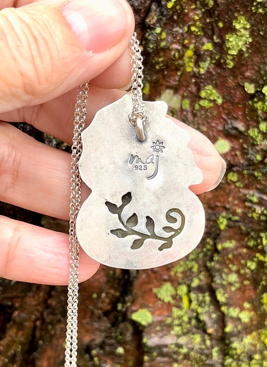 Green Garden - Sapphire, Garnet & Sterling Silver Pendant