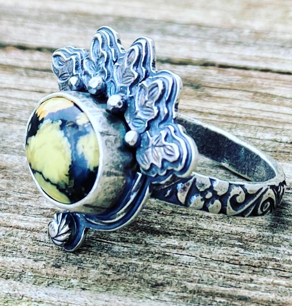 Ornate Variscite and Sterling Silver Ring