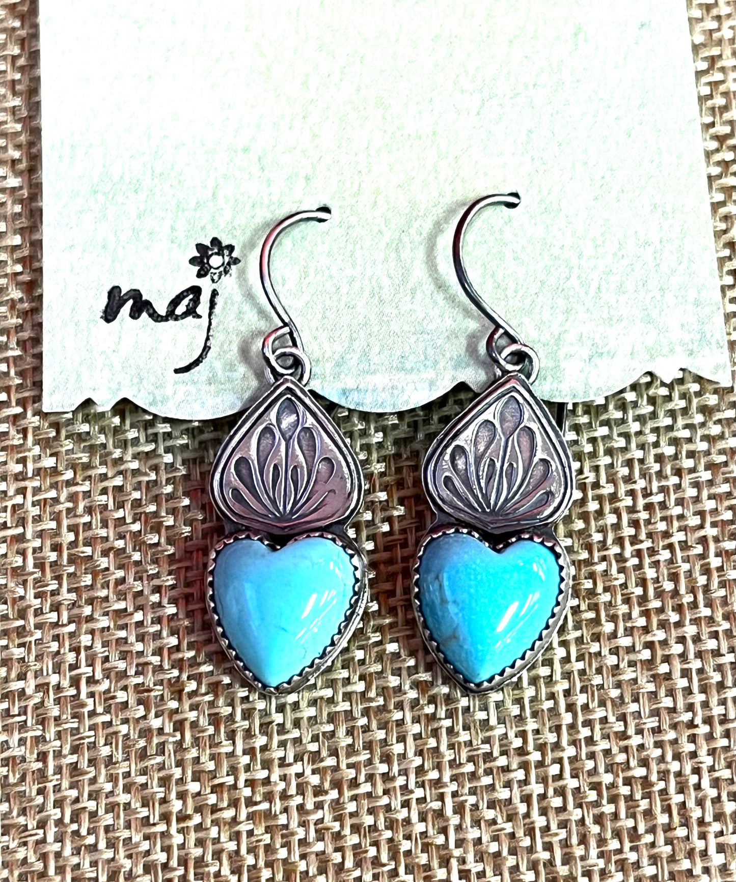 Turquoise Heart & Sterling Silver Earrings