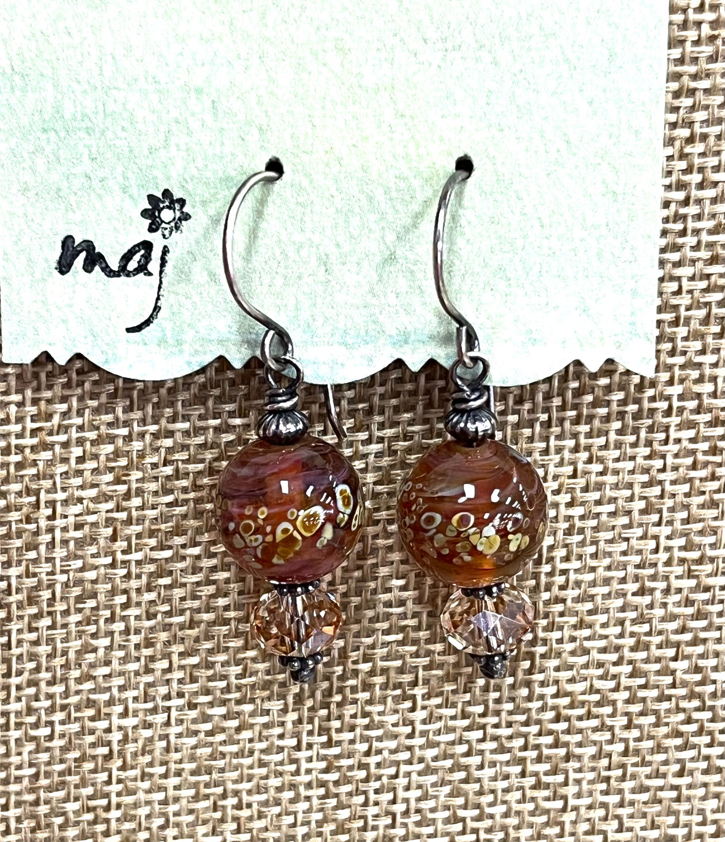 Just Peachy  - Artisan Glass, Swarovski and Sterling Silver Earrings