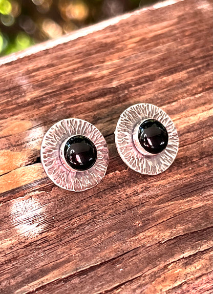 Sterling & Black Onyx Post Earrings