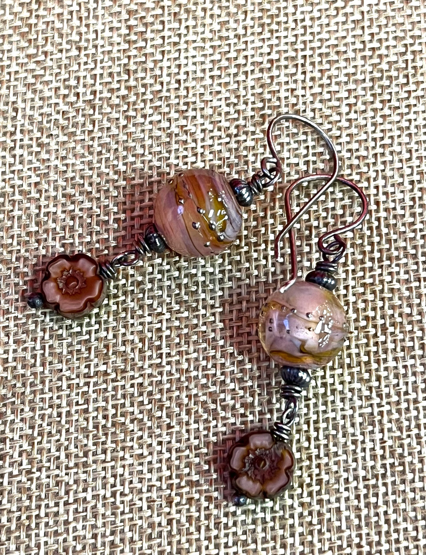 Pink Sky - Artisan Glass, Czech Glass and Sterling Silver Earrings