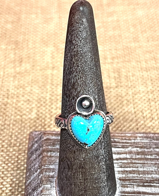 Turquoise Heart 2 & Sterling Silver Ring