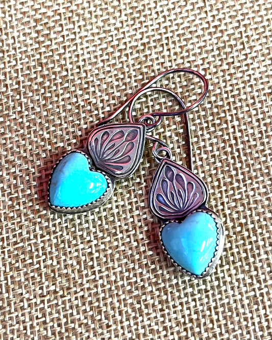 Turquoise Heart & Sterling Silver Earrings