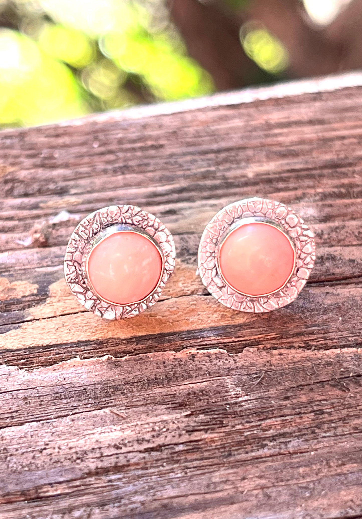 Sterling & Pink Coral Post Earrings