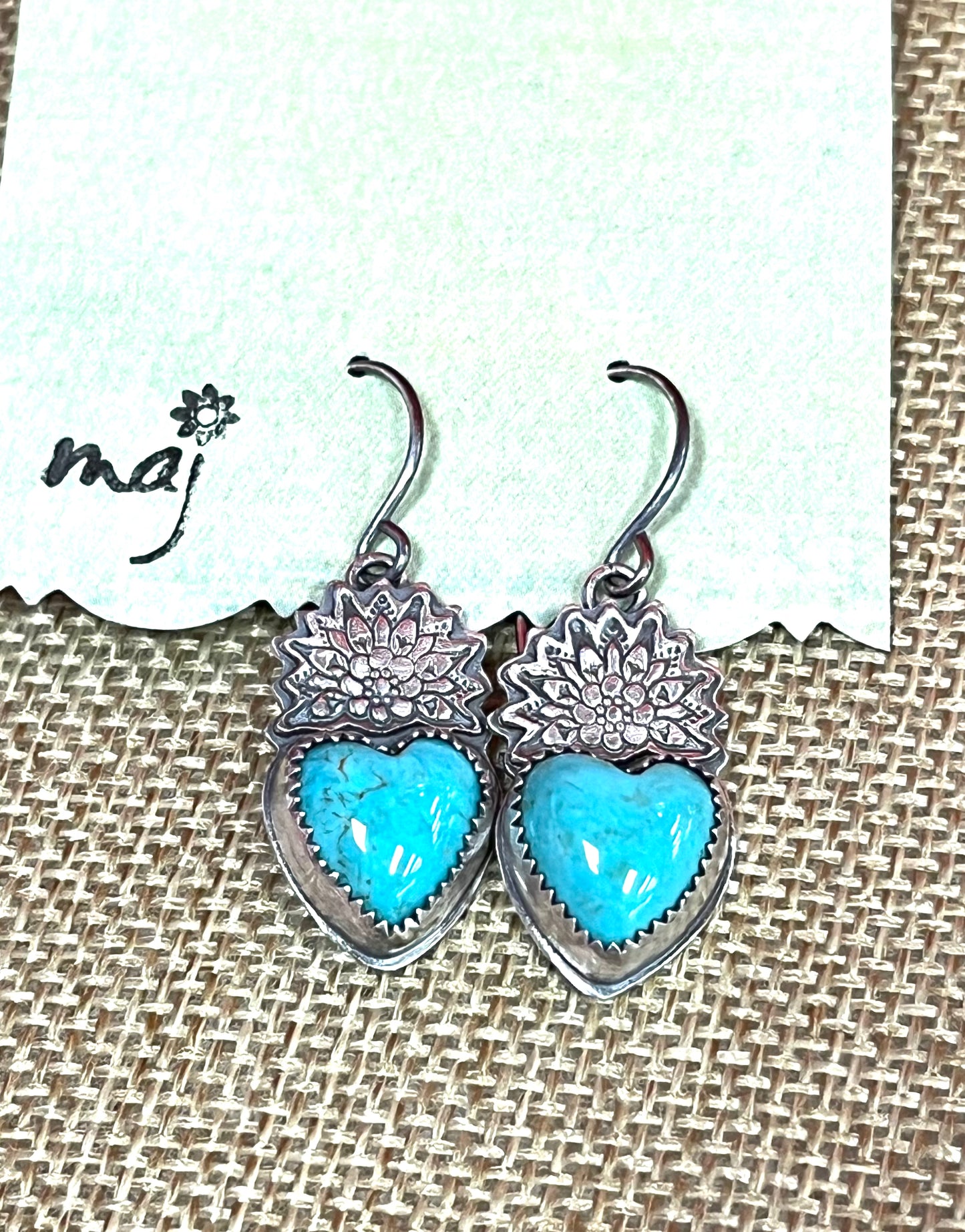Turquoise Heart & Sterling Silver Earrings 2
