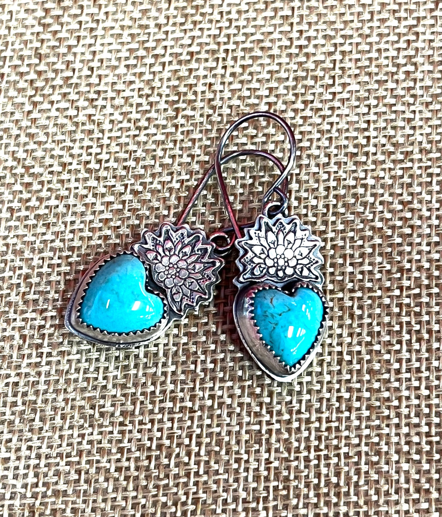 Turquoise Heart & Sterling Silver Earrings 2