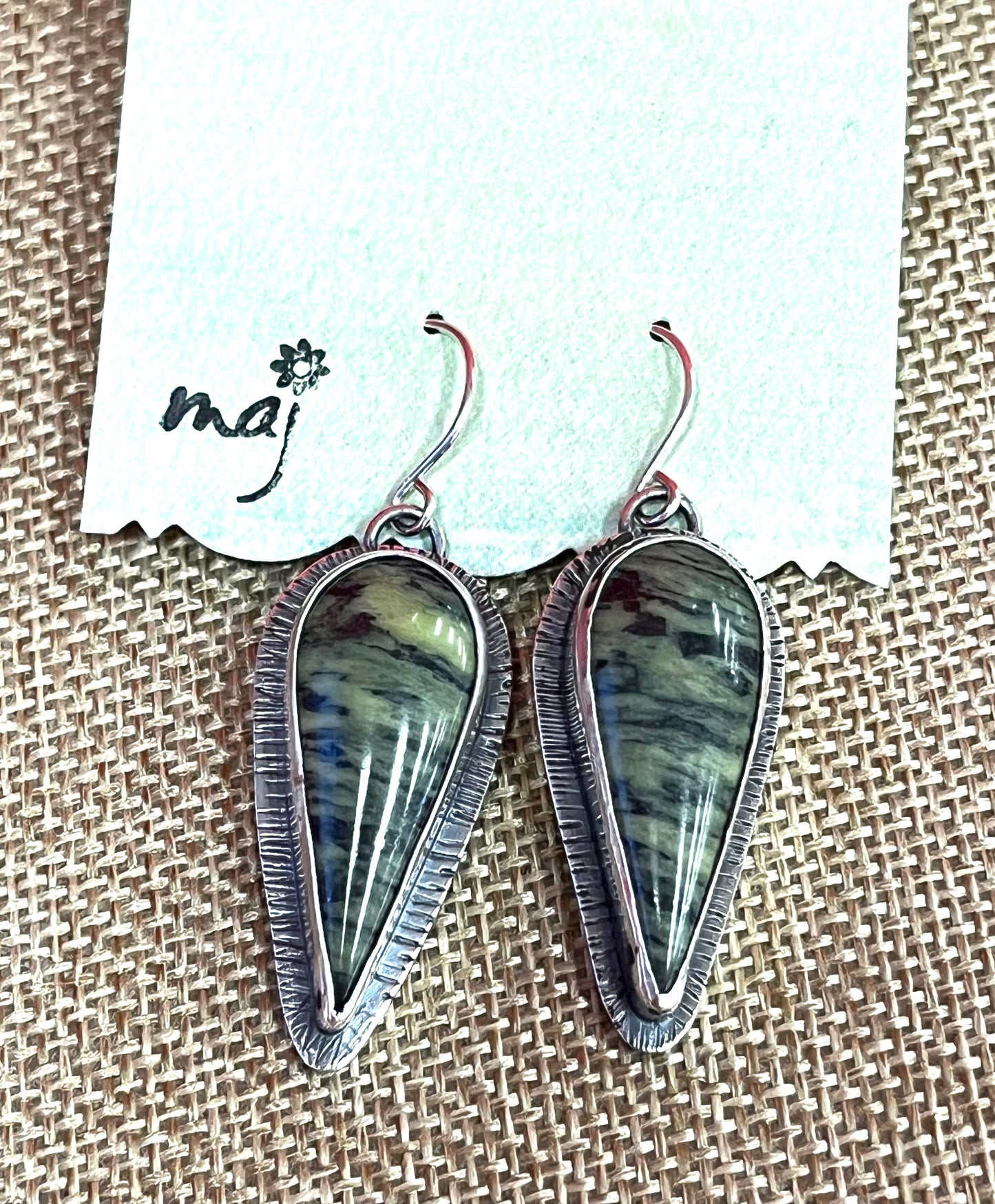 Serpentine and Sterling Silver Earrings