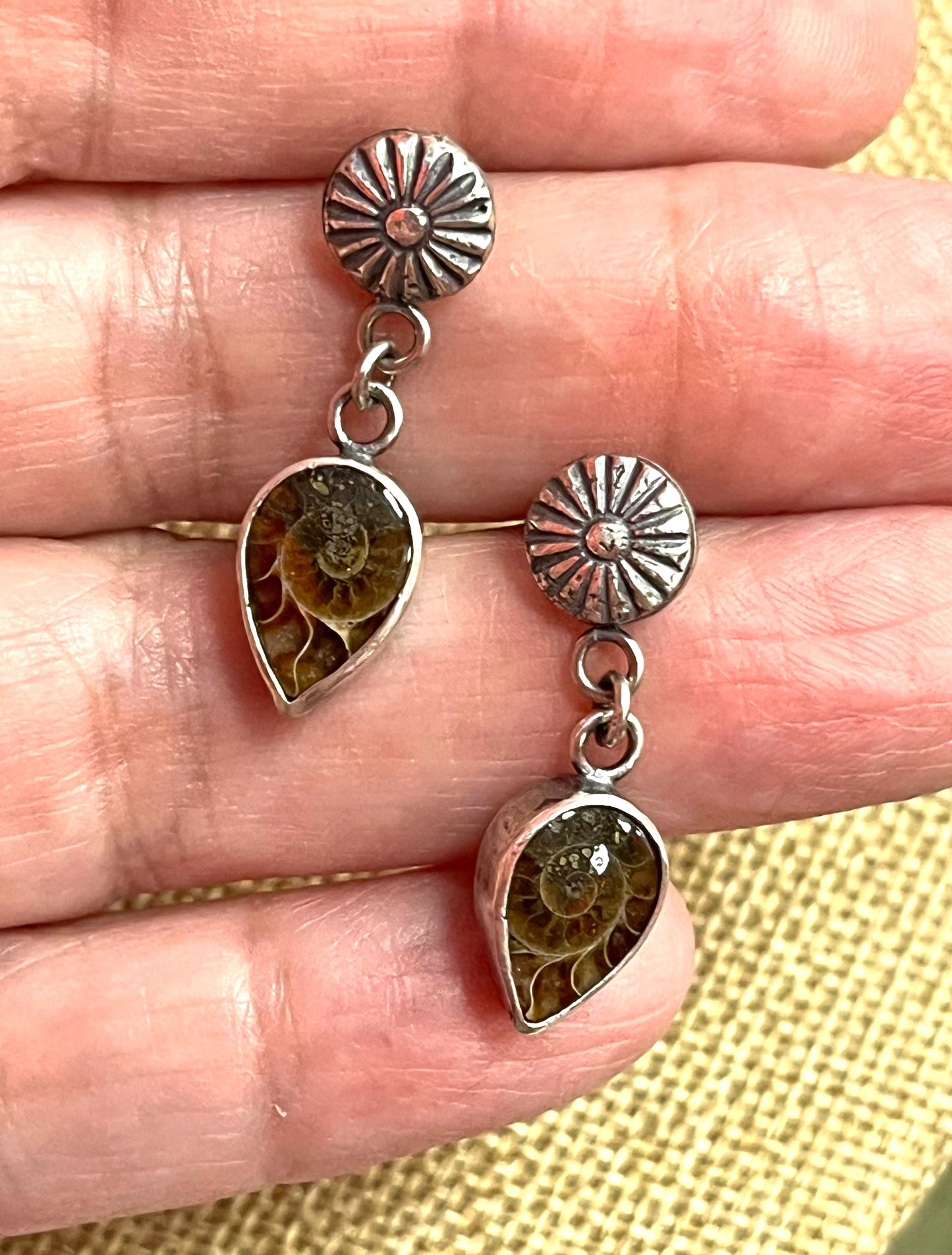 Ammonite Flowers-Sterling Silver Post Earrings