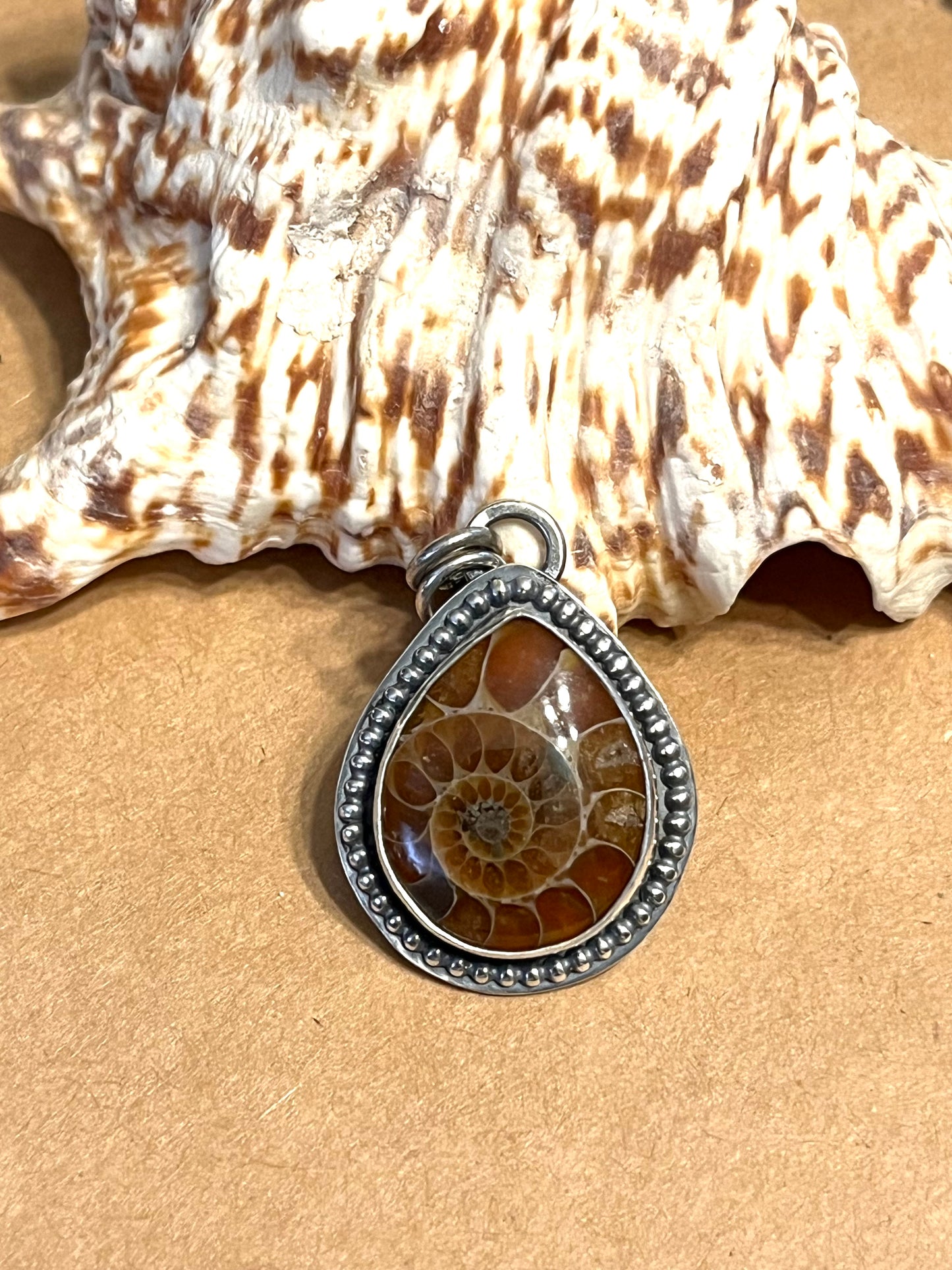 Ancient Swirls - Ammonite Fossil & Sterling Silver Pendant
