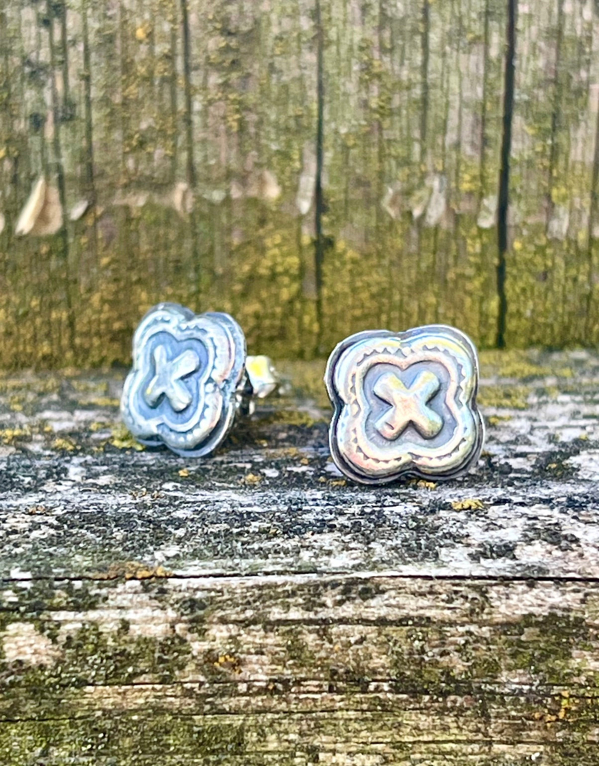 X Marks the Spot - Sterling Silver Post Earrings