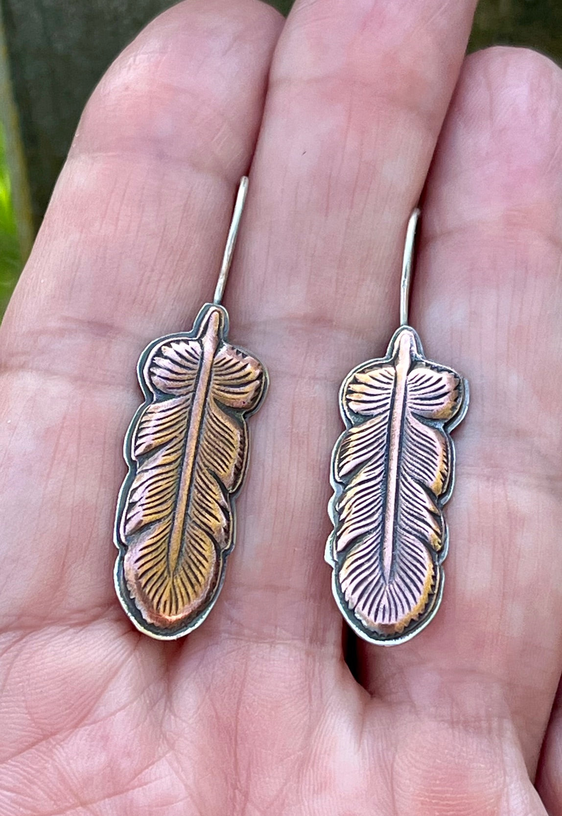 Light as a Feather - Copper & Sterling Silver Earrings