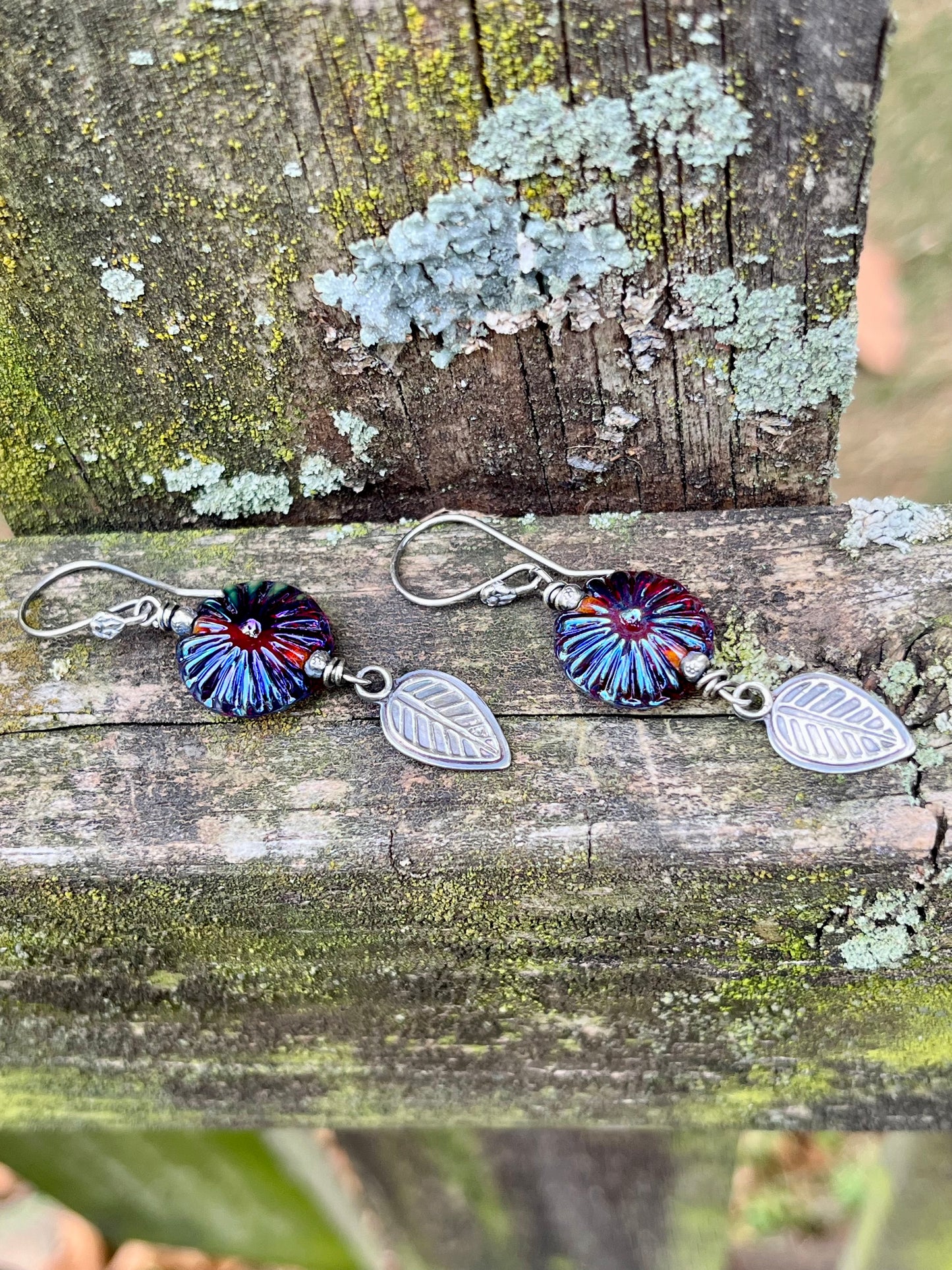Iridescent Cranberries - Artisan Glass and Sterling Silver Earrings
