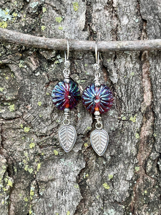 Iridescent Cranberries - Artisan Glass and Sterling Silver Earrings