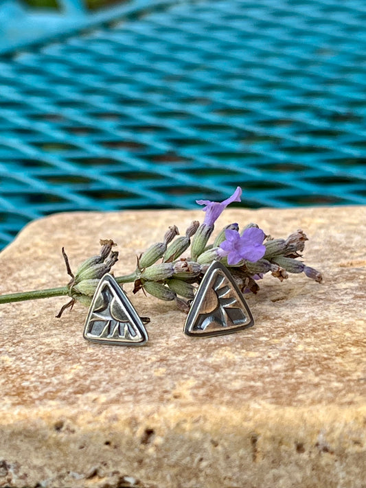 Triangular - Stamped Sterling Silver Post Earrings