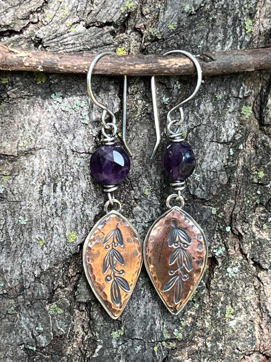 Vining - Mixed Metal & Amethyst Earrings