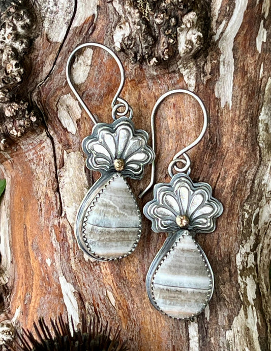 Cinnamon Sugar - Mexican Lace Onyx, 14k & Sterling Silver Earrings