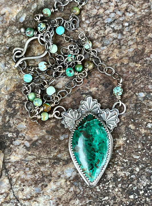 Serenity - Chrysocolla, Turquoise & Sterling Silver Necklace